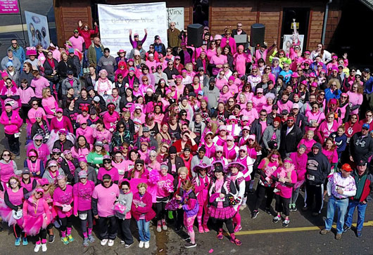 Aerial view of participants of Girls Gone Wine 50 Shades of Pink 6kish Walk/Run
