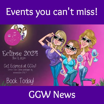 caricature of the girls with eclipse 2024 event information